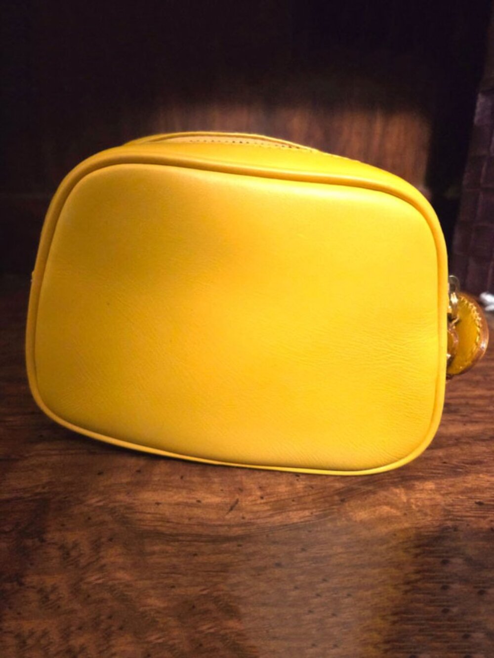Salvatore Ferragamo Vintage Yellow Leather Cosmetic Case Pouch - Style 22 6014